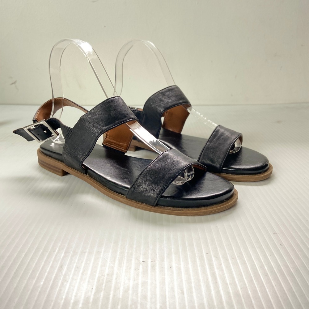Franco Sarto Velocity Black Leather Sandals Womens 7M